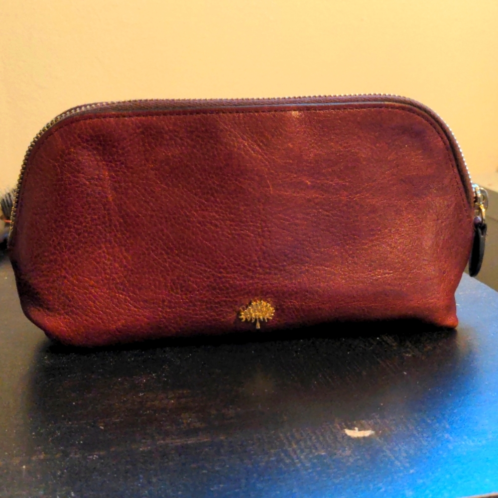Mulberry oxblood makeup pouch